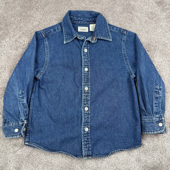 L.L. Bean Long Sleeve Denim Button Up Shirt Child Size M 5/6 Jean Workwear - Picture 1 of 4
